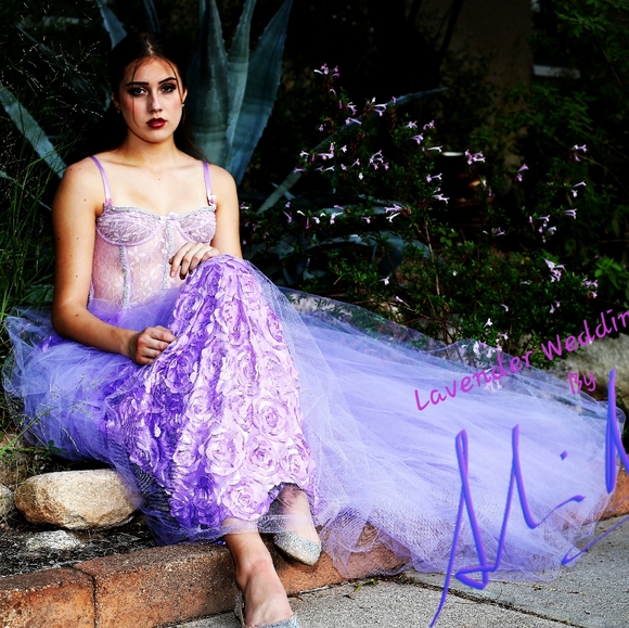 SAMPLE GOWN ONLY-"SIERRA NICOLE" Custom Order Lavender Wedding Gown - Picture 3 of 7